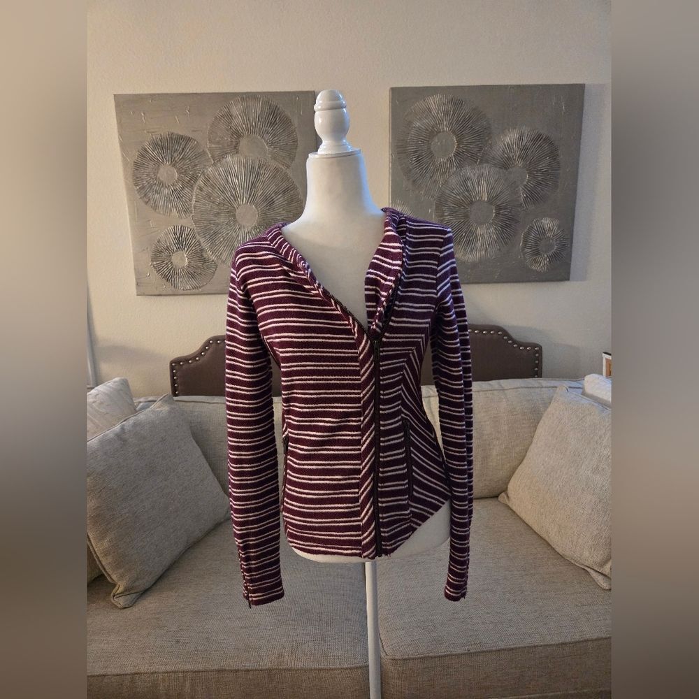 ✨LUCKY BRAND✨ Striped Moto Terry Asymmetrical Zip Jacket - [XS] - Picture 3 of 12